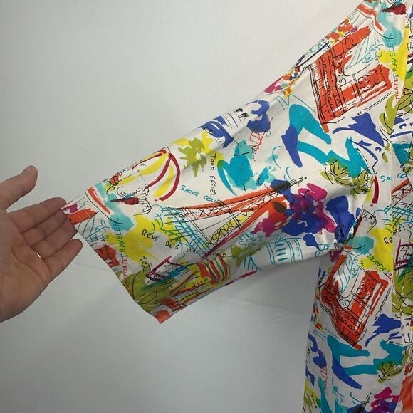 Liz&Me Open Blazer 3/4 Sleeve French theme novelty print 100% Cotton size 0X - Picture 5 of 13